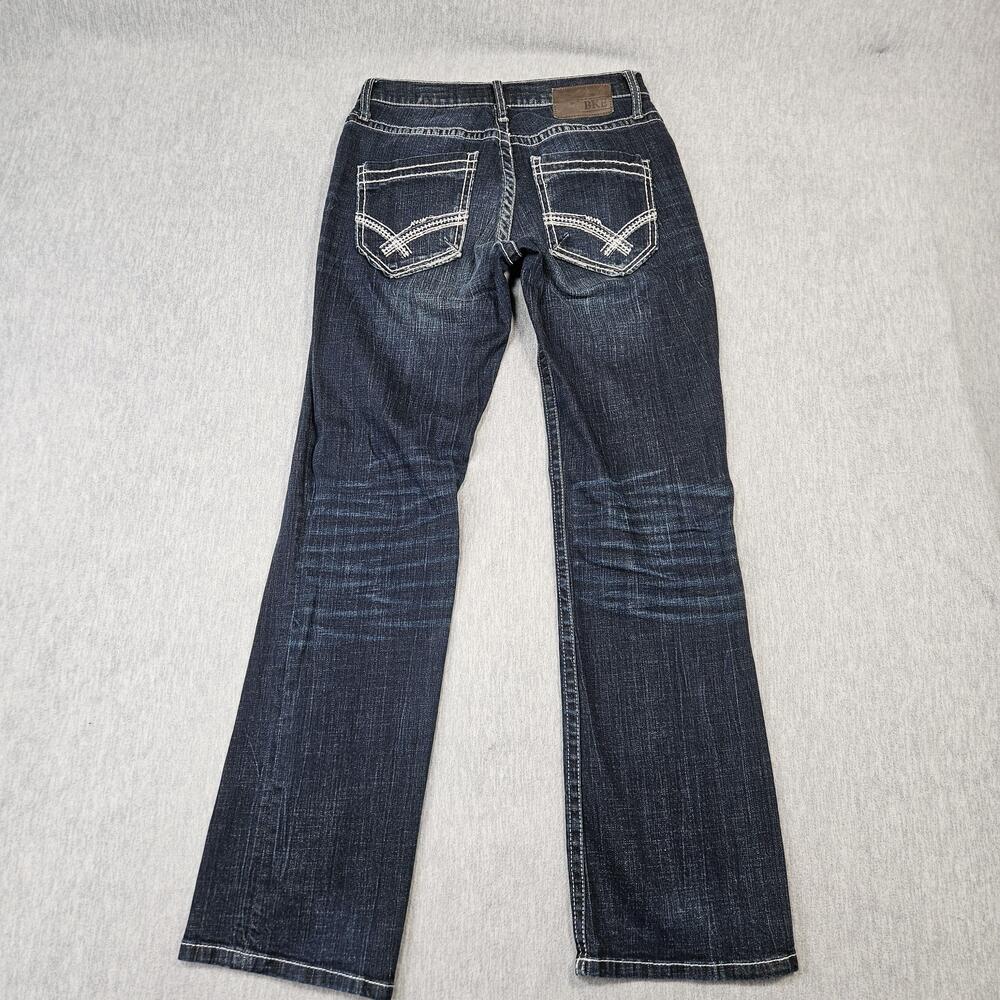 BKE Jeans Men 29R (29x33) Blue Derek Stretch Bootcut Dark Wash Faded Whisker - Picture 7 of 15